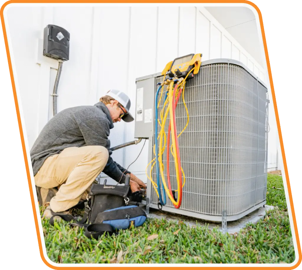 Reliable Ducts technician performing AC maintenance and tune-up in Jacksonville, FL